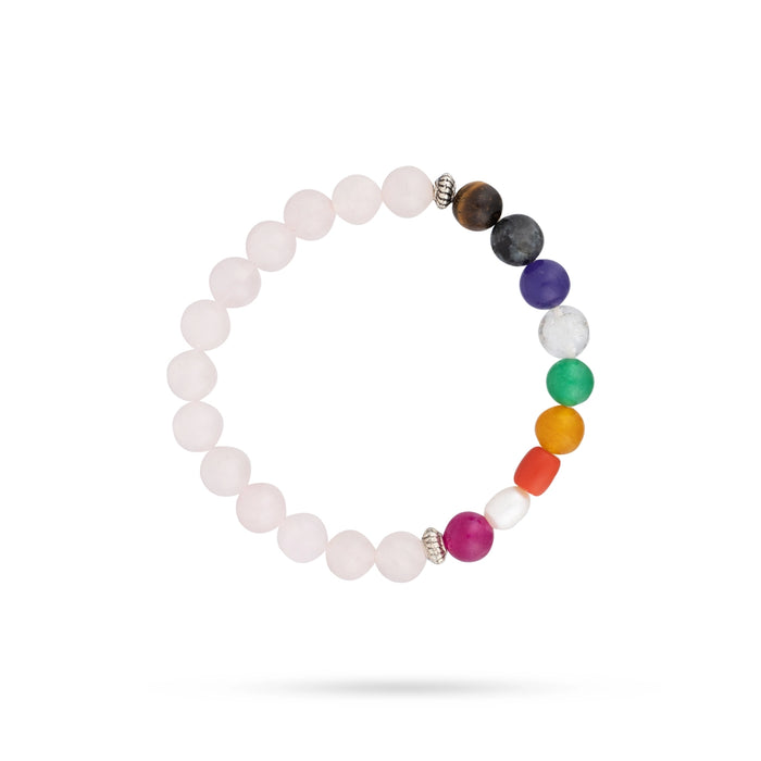 Rose Quartz Navaratna Stone Bracelet | Navratna Bracelet/ Semi Precious Stone Bracelet for Health & Well Being - Bracelet