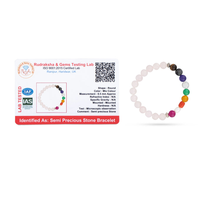 Rose Quartz Navaratna Stone Bracelet | Navratna Bracelet/ Semi Precious Stone Bracelet for Health & Well Being - Bracelet