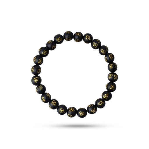 Black Onyx Om Mani Bracelet - 2.5 Inches | Crystal Bracelet/ Gem Stone Bracelet for Men & Women - Bracelet