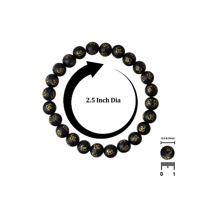Black Onyx Om Mani Bracelet - 2.5 Inches | Crystal Bracelet/ Gem Stone Bracelet for Men & Women