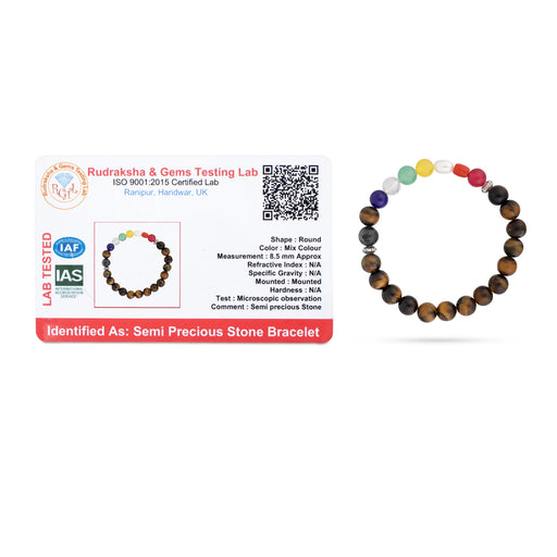 Tiger Eye Navaratna Stone Bracelet - 2.5 Inches | Navratna Bracelet/ Semi Precious Stone Bracelet for Prosperity - Bracelet