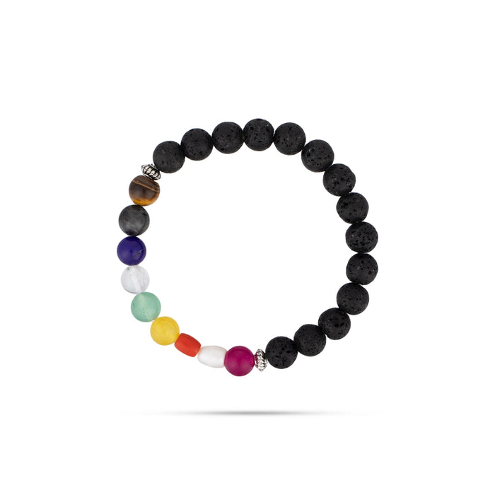 Lava Navaratna Stone Bracelet - 2.5 Inches | Navratna Bracelet/ Semi Precious Stone Bracelet for Prosperity - Bracelet