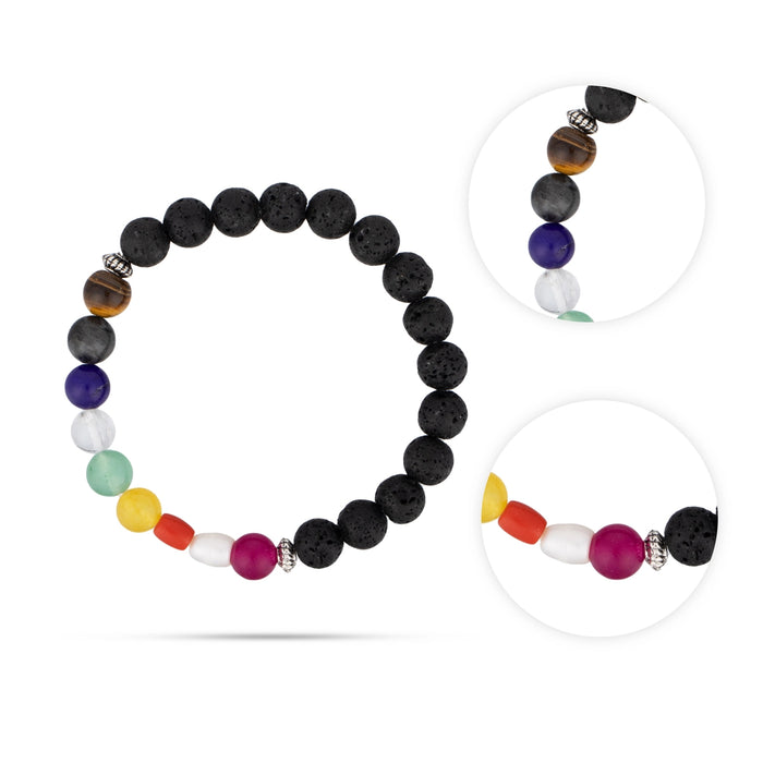 Lava Navaratna Stone Bracelet - 2.5 Inches | Navratna Bracelet/ Semi Precious Stone Bracelet for Prosperity - Bracelet
