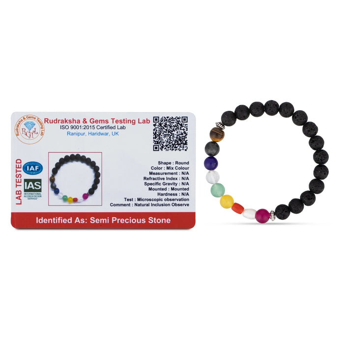 Lava Navaratna Stone Bracelet - 2.5 Inches | Navratna Bracelet/ Semi Precious Stone Bracelet for Prosperity - Bracelet