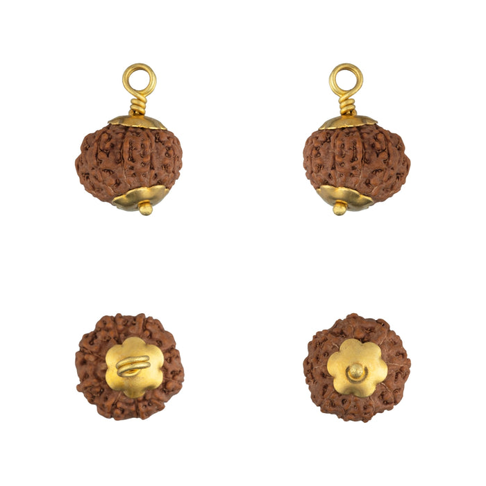 9 Mukhi Rudraksha Bead Pendant | 9 Mugam Bead With Golden Cup/ Java 9 Face Rudraksh Bead Locket for Men & Women - Rudraksha Mala, Pendant, Bracelet