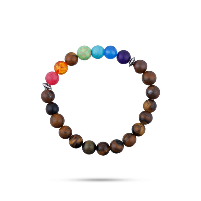 Tiger Eye 7 Chakra Bracelet - 2.5 Inches | Semi Precious Stone Bracelet/ Tiger 7 Chakra Bracelet for Men & Women