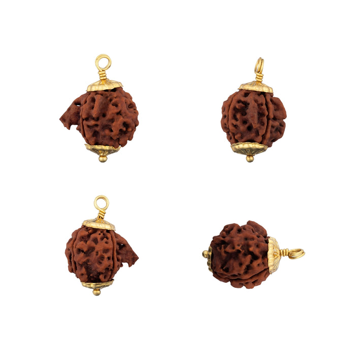 Ganesh Rudraksha Pendant with Golden Cup | Nepali Rudraksha Bead Pendant/ Rudraksh Locket for Men & Women