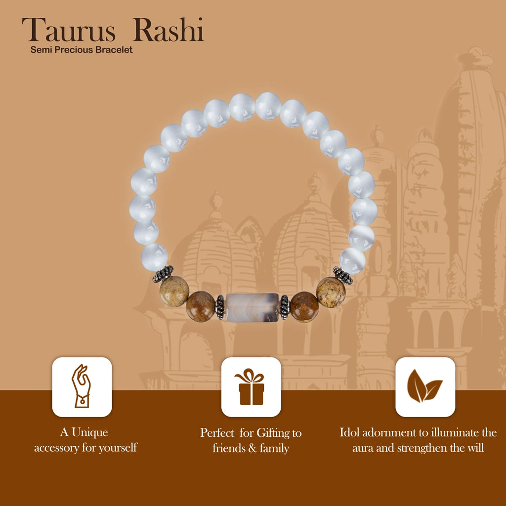 Crystal Bracelet - 2.5 Inches | Semi Precious Stone Hand Band/Crystal Bead Hand Bracelet for Taurus Zodiac