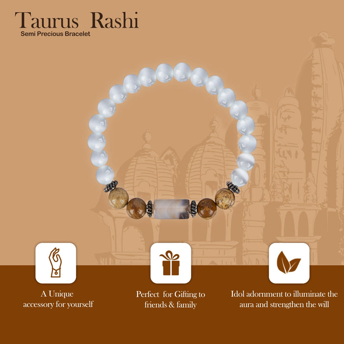 Crystal Bracelet - 2.5 Inches | Semi Precious Stone Hand Band/Crystal Bead Hand Bracelet for Taurus Zodiac