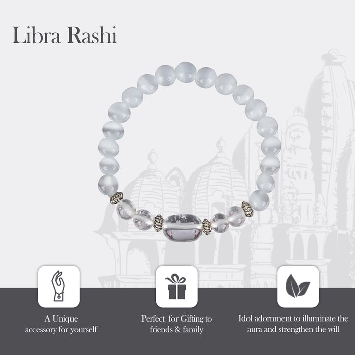 Crystal Bracelet - 2.5 Inches | Semi Precious Stone Hand Band/Crystal Bead Hand Bracelet for Libra Zodiac