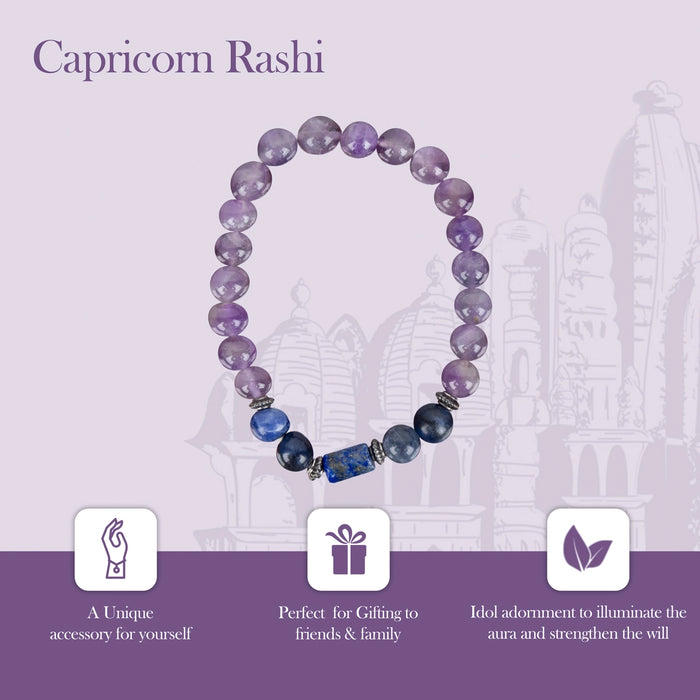 Crystal Bracelet - 2.5 Inches | Semi Precious Stone Hand Band/Crystal Bead Hand Bracelet for Capricorn Zodiac - Bracelet