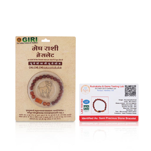 Semi Precious Stone Bracelet - 2.5 Inches | Crystal Bracelet/ Semi Precious Stone Hand Band for Aries Rashi - Bracelet