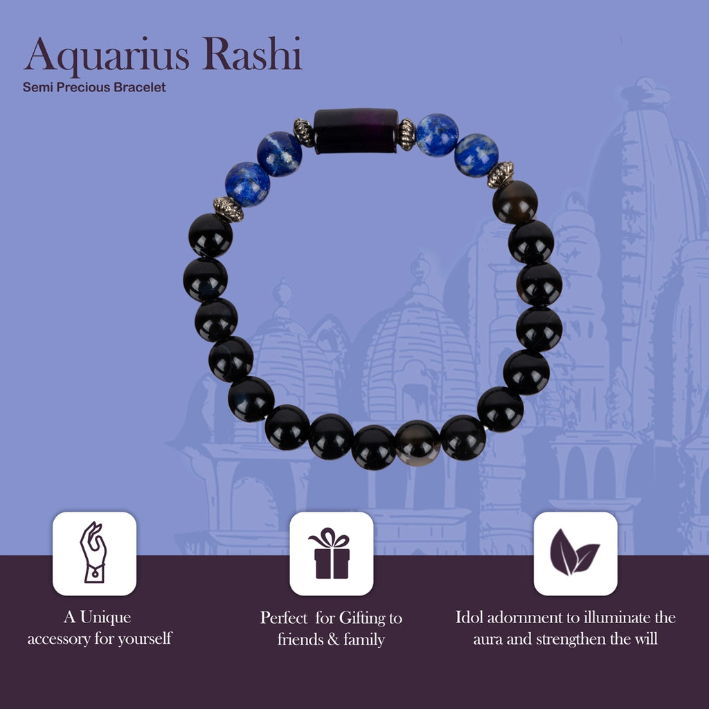 Crystal Bracelet - 2.5 Inches | Semi Precious Stone Hand Band/ Crystal Bead Hand Bracelet for Aquarius Zodiac