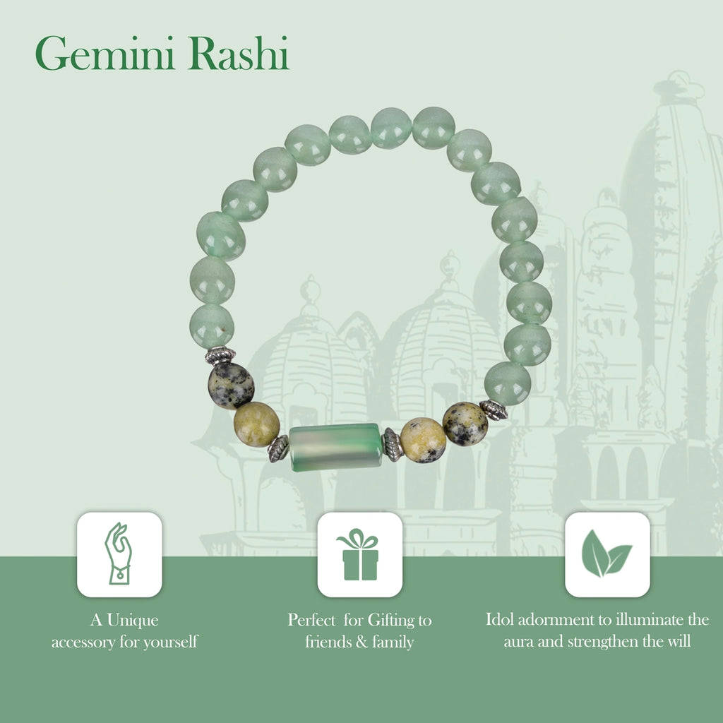 Crystal Bracelet - 2.5 Inches | Semi Precious Stone Hand Band/Crystal Bead Hand Bracelet for Gemini Zodiac