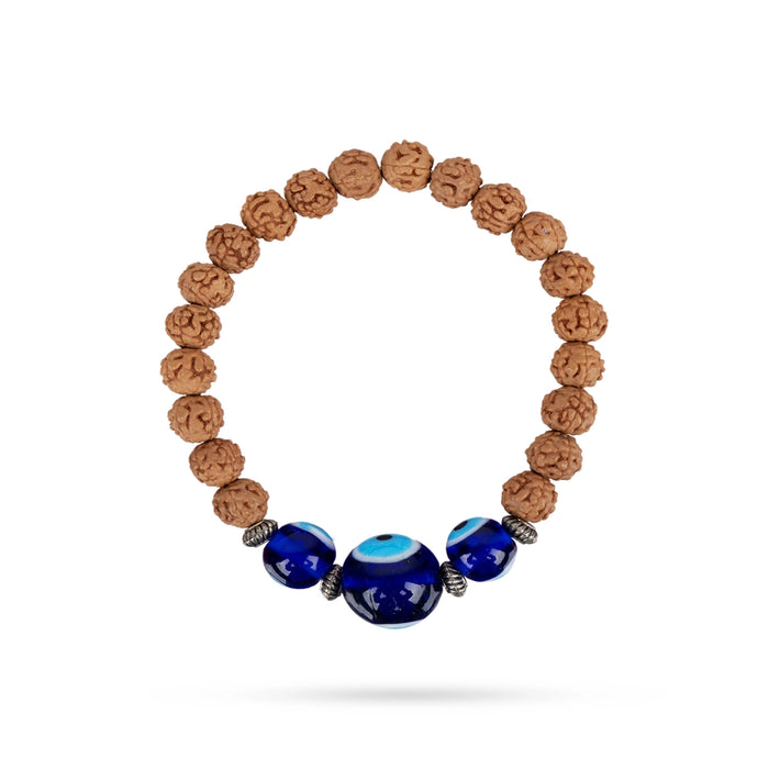 Rudraksha Evil Eye Bracelet - 2.5 Inches | Evil Eye Rudraksha Bracelet/ Evil Eye Rudraksha Hand Band for Men & Women