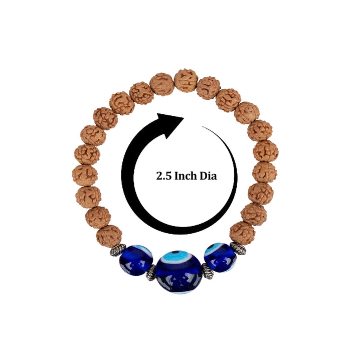 Rudraksha Evil Eye Bracelet - 2.5 Inches | Evil Eye Rudraksha Bracelet/ Evil Eye Rudraksha Hand Band for Men & Women