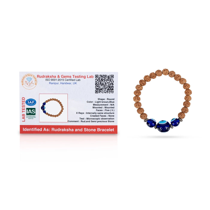 Rudraksha Evil Eye Bracelet - 2.5 Inches | Evil Eye Rudraksha Bracelet/ Evil Eye Rudraksha Hand Band for Men & Women