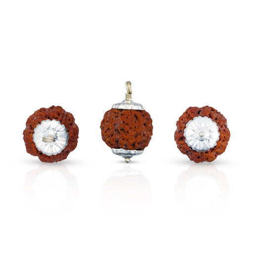 5 Face Rudraksha Pendant | Nepali Five Mukhi Ruthratcham Locket/ Silver Cup Rudraksh Bead for Men & Women - Rudraksha Mala, Pendant, Bracelet