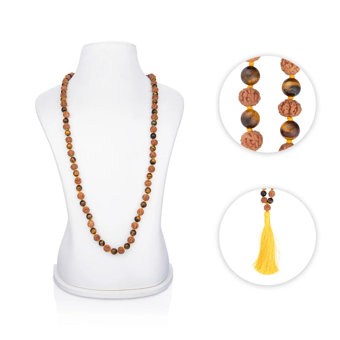 Tiger Eye Beads With Rudraksha Mala | Tiger Eye Beads With Ruthratcham Malai for Meditation