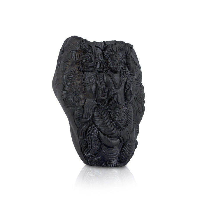 Garuda Sevai Shaligram Murti - 4.5 x 3.5 Inches | Saligram Murti/ Shaligram Shila Stone for Pooja - Saligrama Stones & Murties