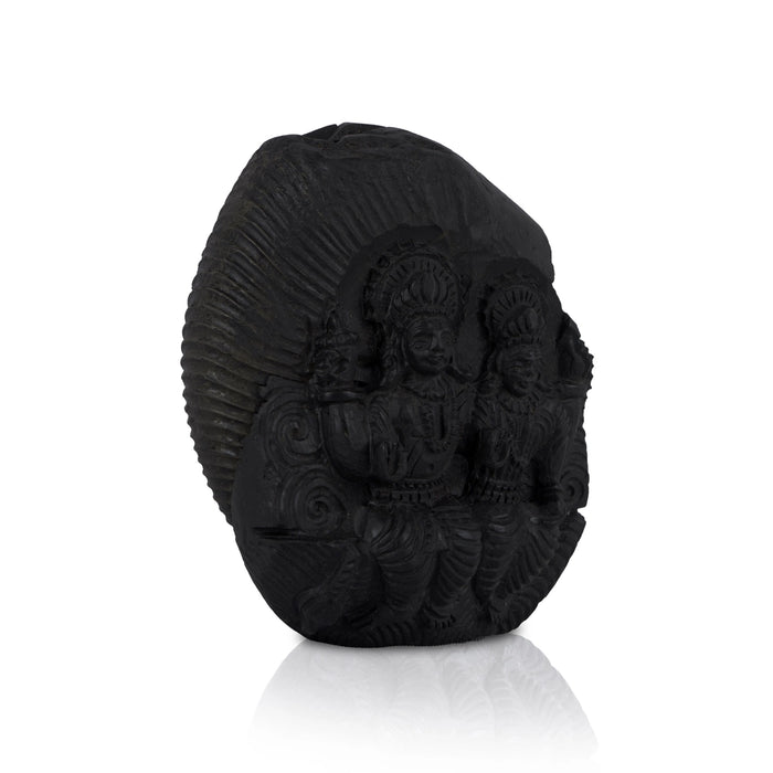 Vishnu Lakshmi Shaligram Murti - 4 x 3.5 Inches | Saligram Murti/ Shaligram Shila Stone for Pooja - Saligrama Stones & Murties