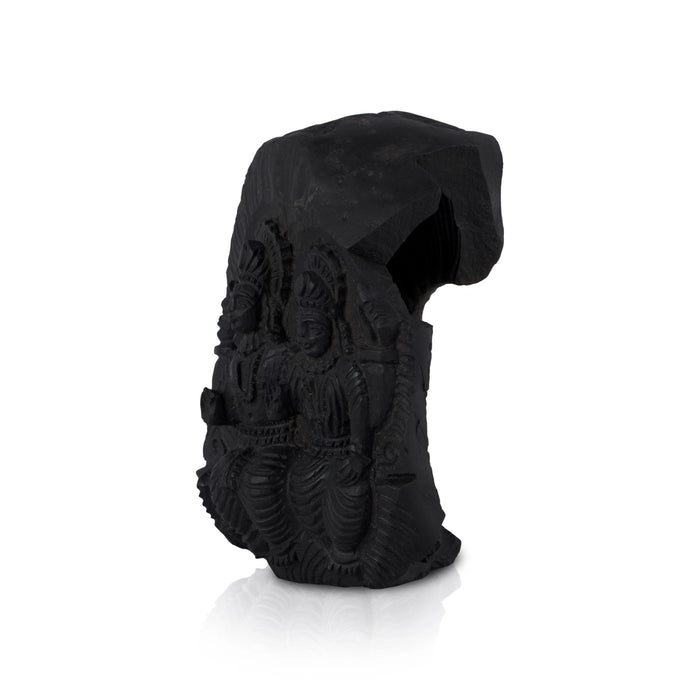 Vishnu Lakshmi Shaligram Murti - 4 x 3.5 Inches | Saligram Murti/ Shaligram Shila Stone for Pooja - Saligrama Stones & Murties