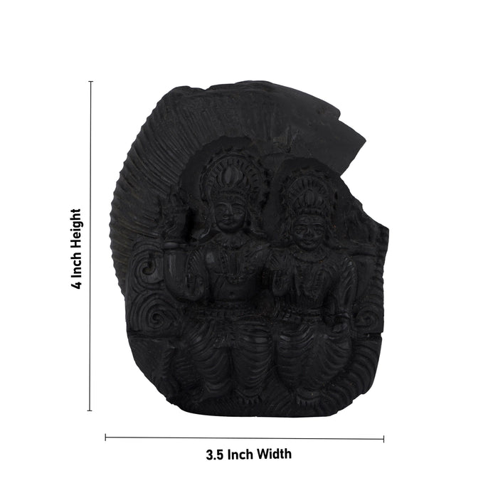 Vishnu Lakshmi Shaligram Murti - 4 x 3.5 Inches | Saligram Murti/ Shaligram Shila Stone for Pooja - Saligrama Stones & Murties