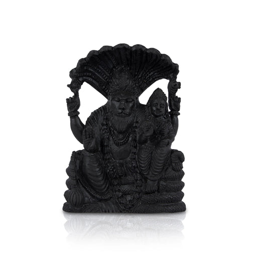 Lakshmi Narasimha With Sheshnag Shaligram Murti - 6.5 x 4.5 Inches | Saligram Murti for Pooja - Saligrama Stones & Murties