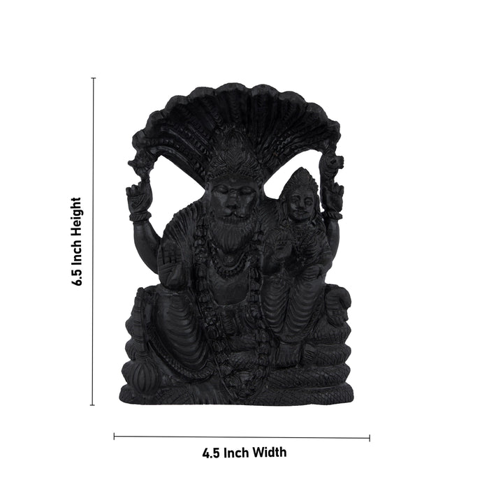 Lakshmi Narasimha With Sheshnag Shaligram Murti - 6.5 x 4.5 Inches | Saligram Murti for Pooja - Saligrama Stones & Murties