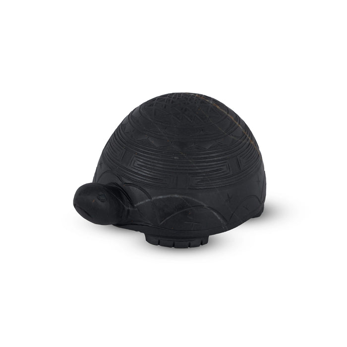 Tortoise Shape Shree Yantra Shaligram Murti - 4 x 8 Inches | Saligram Murti/ Shaligram Idol for Pooja - Saligrama Stones & Murties