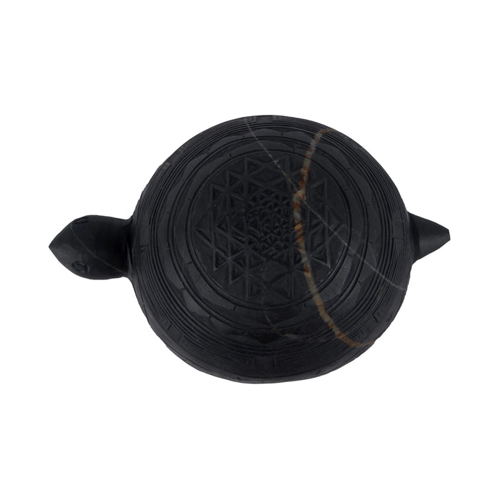 Tortoise Shape Shree Yantra Shaligram Murti - 4 x 8 Inches | Saligram Murti/ Shaligram Idol for Pooja - Saligrama Stones & Murties