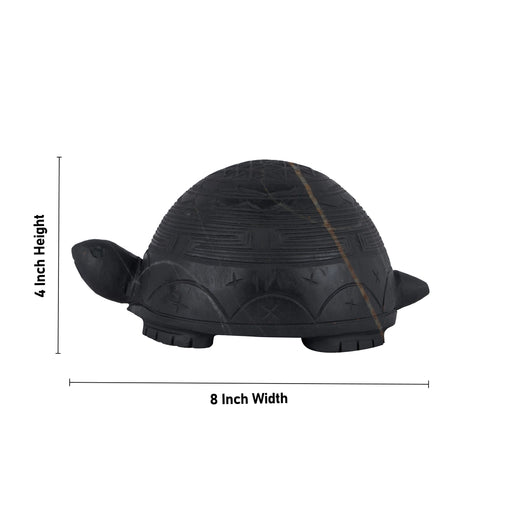 Tortoise Shape Shree Yantra Shaligram Murti - 4 x 8 Inches | Saligram Murti/ Shaligram Idol for Pooja - Saligrama Stones & Murties
