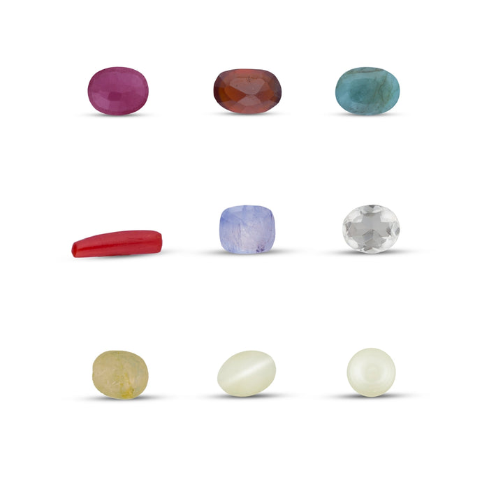 Navaratna Stone Set | Navaratna Gemstones/ Navratan Set for 9 Planets & Pooja - Vastu & Feng Shui