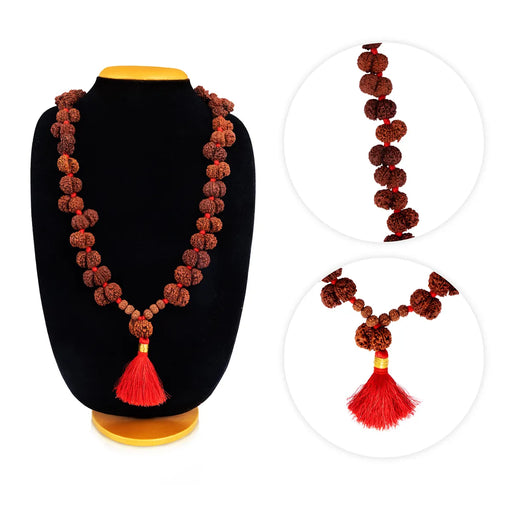 Shiva Shakti Rudraksha Khanta Mala - 24 Inches | 37 Beads/ Thread Knot / Rudraksh Bead Mala for Men & Women - Rudraksha Mala, Pendant, Bracelet