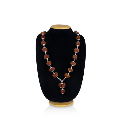 Siddha Rudraksha Mala - 22.5 Inches | 20 Beads / Silver Cup / Rudraksh Bead Mala for Men & Women - Rudraksha Mala, Pendant, Bracelet