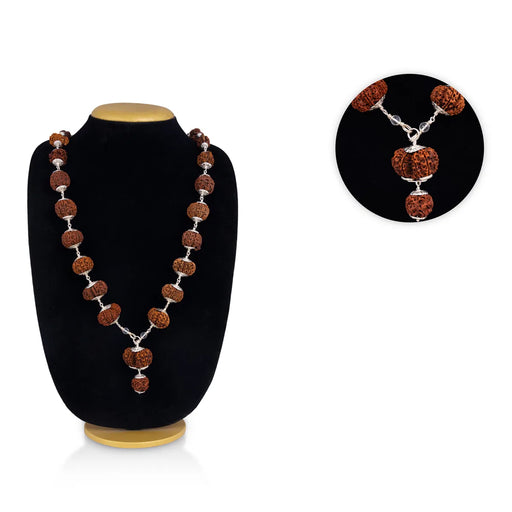 Siddha Rudraksha Mala - 22.5 Inches | 20 Beads / Silver Cup / Rudraksh Bead Mala for Men & Women - Rudraksha Mala, Pendant, Bracelet