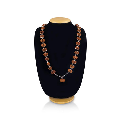 Gaurishankar Rudraksha Mala -24 Inches | - Silver Cup /33 Beads/ Rudraksh Bead Mala for Men & Women - Rudraksha Mala, Pendant, Bracelet