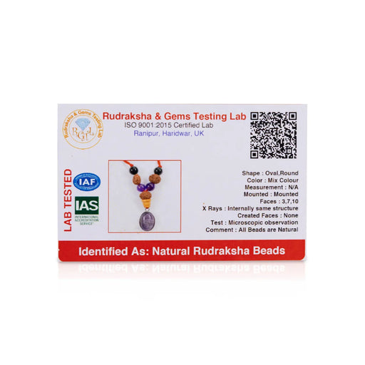 Semi Precious Stone & Rudraksha Kavach | Semi Precious Jewelry/ Zodiac Jewellery For Aquarius Horoscope - Mala & Pendant