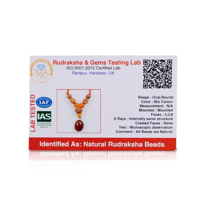 Semi Precious Stone & Rudraksha Kavach | Semi Precious Jewelry/ Zodiac Jewellery For Aries Horoscope - Mala & Pendant