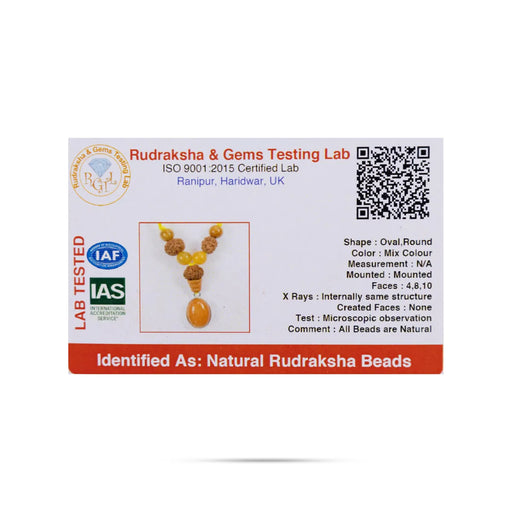 Semi Precious Stone & Rudraksha Kavach | Semi Precious Jewelry/ Zodiac Jewellery For Pisces Horoscope - Mala & Pendant