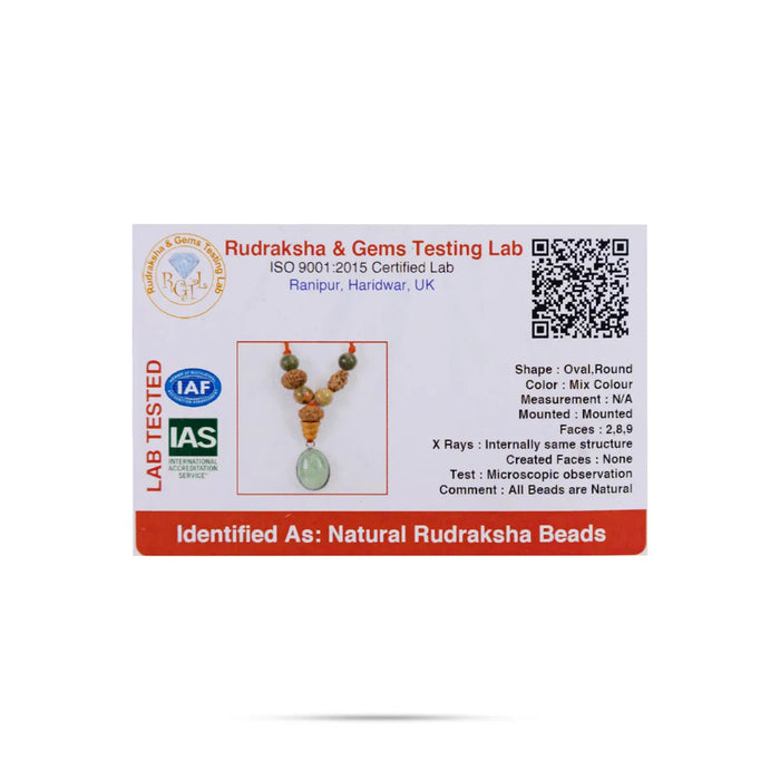 Semi Precious Stone & Rudraksha Kavach | Semi Precious Jewelry/ Zodiac Jewellery For Virgo Horoscope - Mala & Pendant