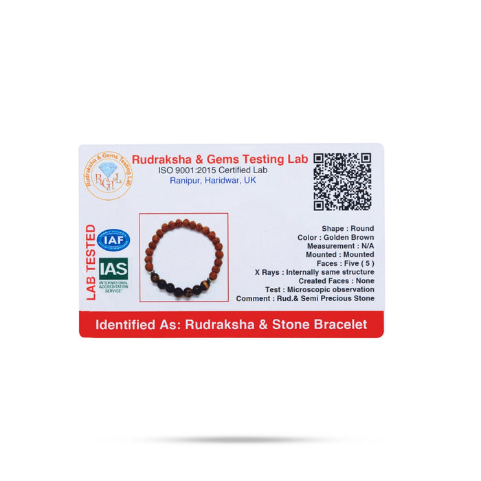 Rudraksha Tiger Eye Energy Bracelet | 5 Mukhi Rudraksha Bracelet/ Rudraksha Hand Band for Men & Women - Rudraksha Mala, Pendant, Bracelet