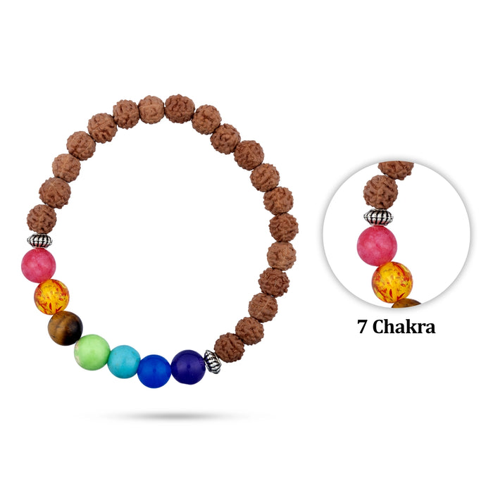 Seven Chakra Bracelet - 2.5 Inches | 7 Chakra & Rudraksha Hand Band for Men & Women - Bracelet
