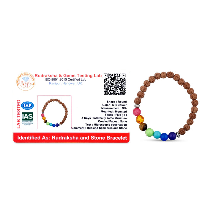 Seven Chakra Bracelet - 2.5 Inches | 7 Chakra & Rudraksha Hand Band for Men & Women - Bracelet