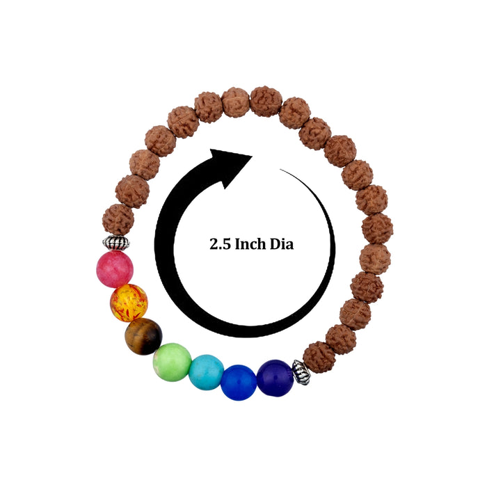 Seven Chakra Bracelet - 2.5 Inches | 7 Chakra & Rudraksha Hand Band for Men & Women - Bracelet