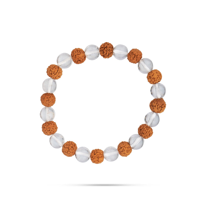 Rudraksha Sphatik Bracelet - 2.5 Inches | Rudraksha Hand Band/ Sphatik Rudraksha Bracelet for Men & Women - Rudraksha Mala, Pendant, Bracelet