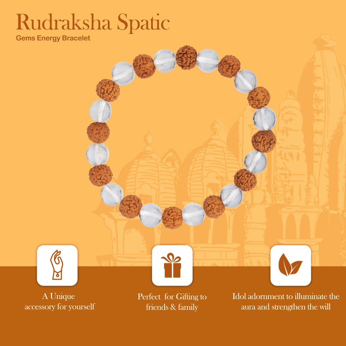 Rudraksha Sphatik Bracelet - 2.5 Inches | Rudraksha Hand Band/ Sphatik Rudraksha Bracelet for Men & Women - Rudraksha Mala, Pendant, Bracelet