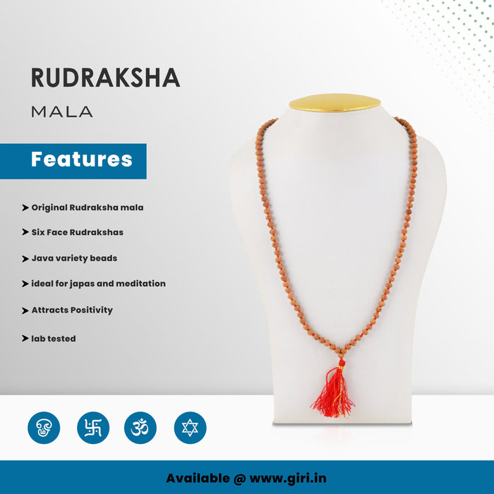 Ruthratcham Malai - 6 Face | Rudraksha Mala/ Kantha Mala/ Rudra Mala for Men and Women