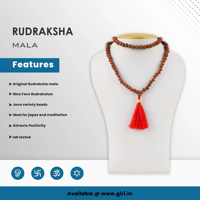 Rudraksha Mala | 9 Mukhi Ruthratcham Malai/ Java Rudraksha Mala Beads for Men & Women