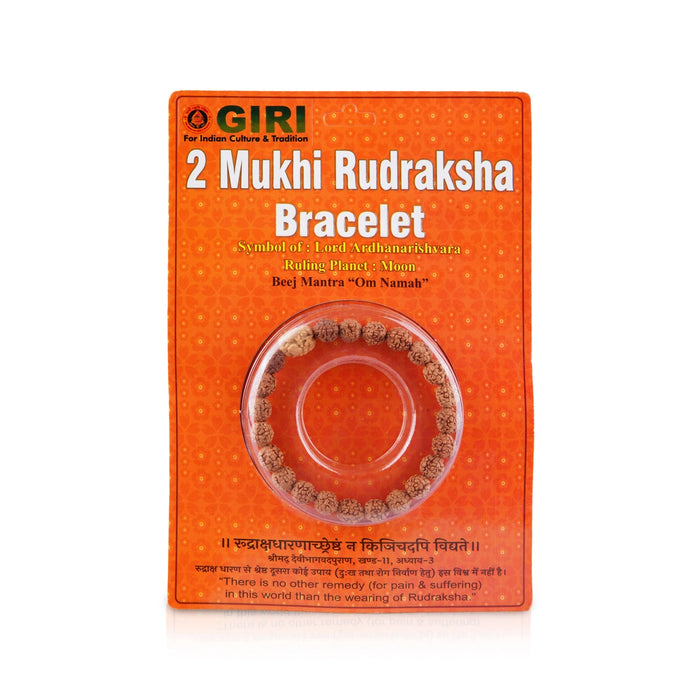 2 Mukhi Rudraksha Bracelet - Java | Two Face Rudraksh Hand Band for Men and Women